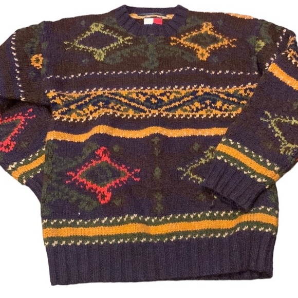 Tommy Hilfiger Other - TOMMY HILFIGER men's Nordic hand knitted Shetland wool brown multicolor Large